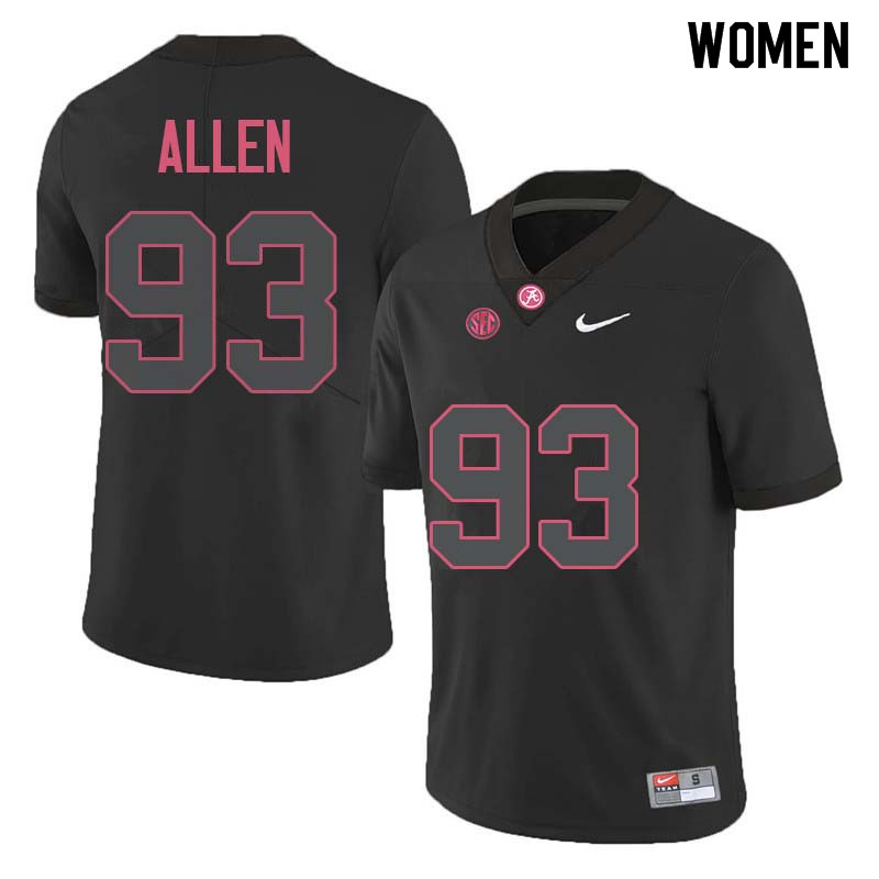 Alabama Crimson Tide Women's Jonathan Allen #93 Black NCAA Nike Authentic Stitched College Football Jersey WC16K16OL